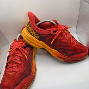 Hoka Fiery Red and Bold Orange Sneakers